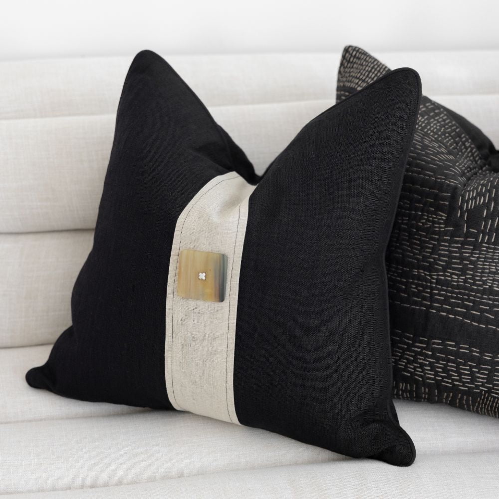 Bandhini Design House Lounge Cushion Horn Button Black Lounge Cushion 55 x 55cm