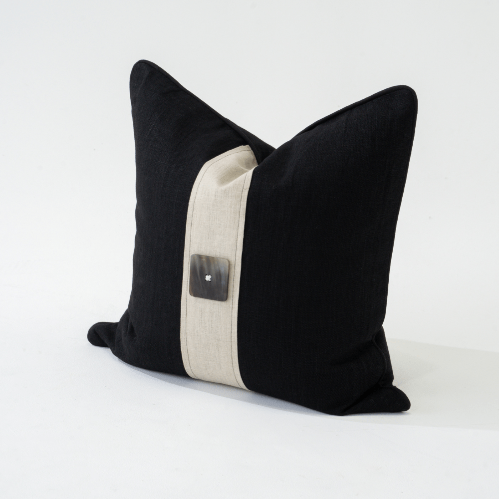 Bandhini Design House Lounge Cushion Horn Button Black Lounge Cushion 55 x 55cm