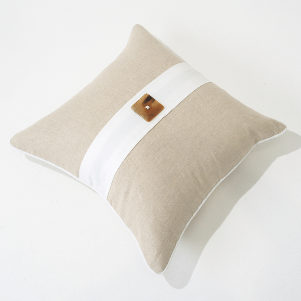 Bandhini Design House Lounge Cushion Horn Button Natural Lounge Cushion 55 x 55cm