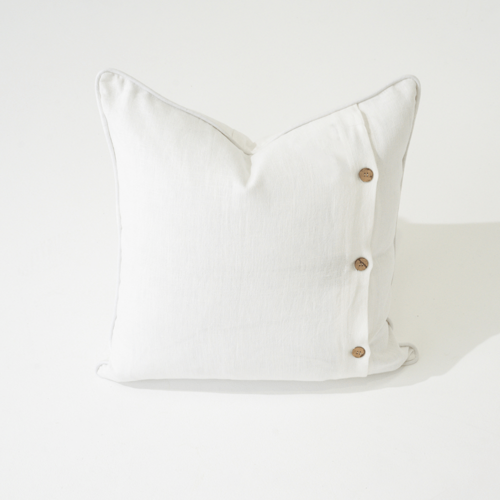 Bandhini Design House Lounge Cushion Horn Button White Lounge Cushion 55 x 55cm