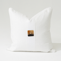 Horn Button White Handwoven Linen Cushion Cover