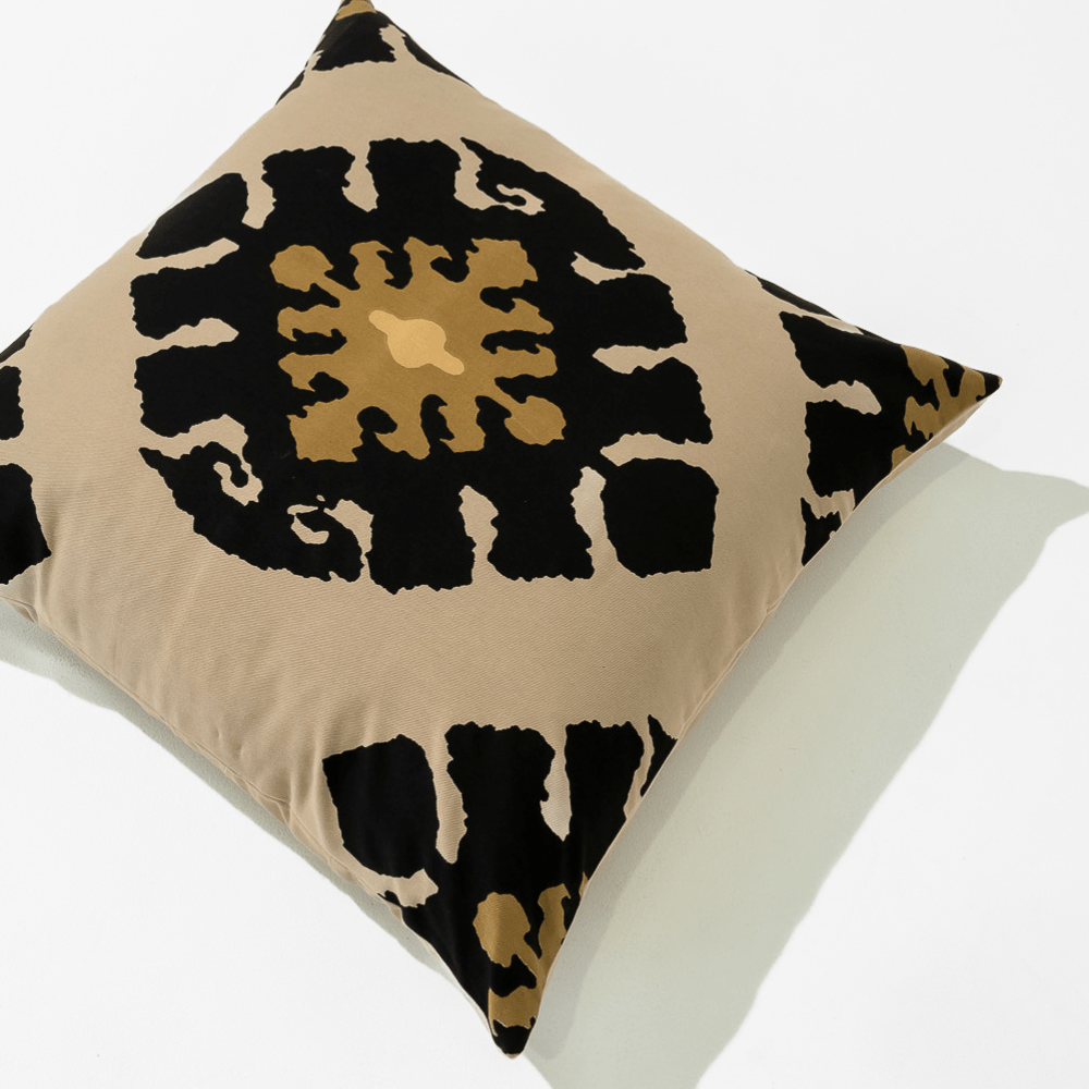 Bandhini Design House Lounge Cushion Inner Ikat Black Lounge Cushion 55 x 55cm