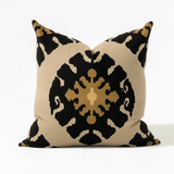 Inner Ikat Black Hand Screen Print Cotton Cushion Cover