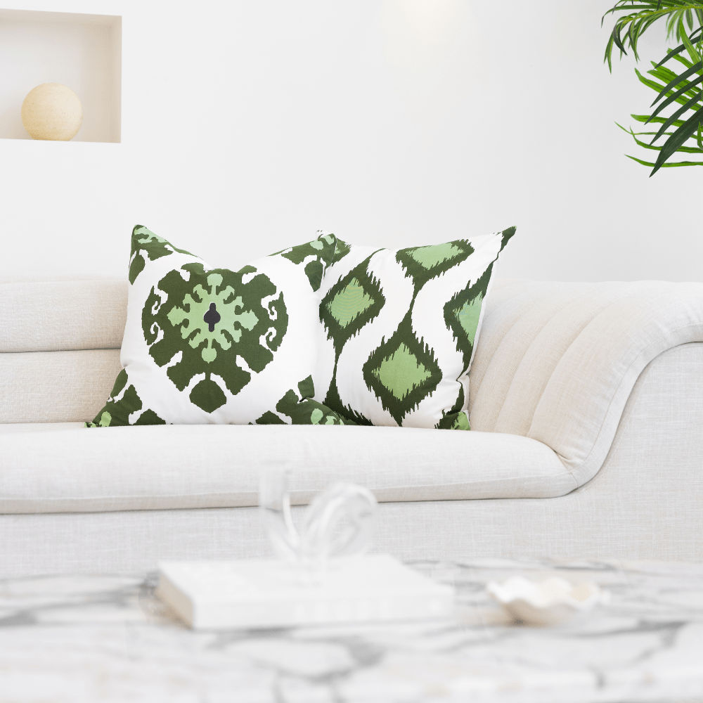 Bandhini Design House Lounge Cushion Inner Ikat Cluster Green Lounge Cushion 55 x 55cm