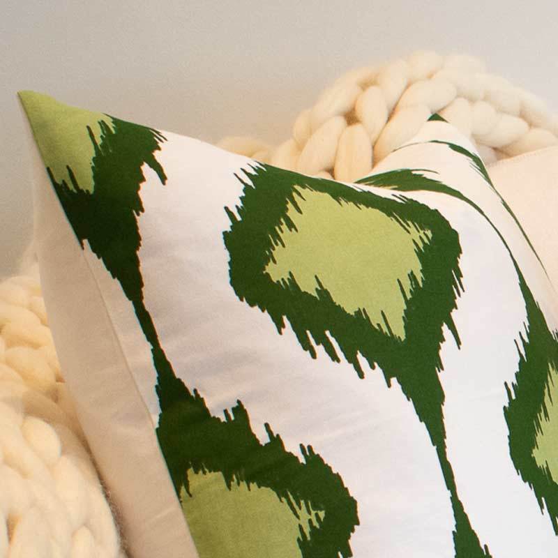 Bandhini Design House Lounge Cushion Inner Ikat Cluster Green Lounge Cushion 55 x 55cm