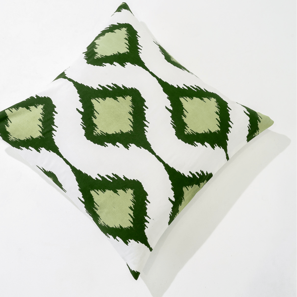 Bandhini Design House Lounge Cushion Inner Ikat Cluster Green Lounge Cushion 55 x 55cm