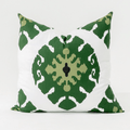 Inner Ikat Emerald Hand Screen Print Cotton Cushion Cover — in stock, ready to ship