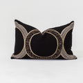 Inter Coco Beads Black Handmade Beaded Linen Lumbar Cushion — made to order, 14–30 days