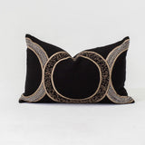 Inter Coco Beads Black Handmade Beaded Linen Lumbar Cushion