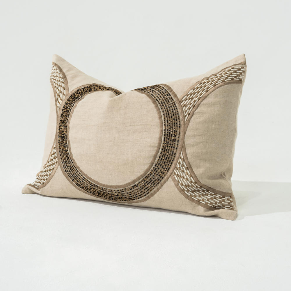 Bandhini Design House Lounge Cushion Inter Coco Beads Natural Lumbar Cushion 35 x 53cm