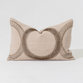 Inter Coco Beads Natural Handmade Beaded Linen Lumbar Cushion — in stock, ready to ship