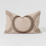 Inter Coco Beads Natural Handmade Beaded Linen Lumbar Cushion