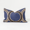 Inter Coco Beads Navy Handmade Beaded Linen Lumbar Cushion