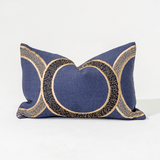 Inter Coco Beads Navy Handmade Beaded Linen Lumbar Cushion