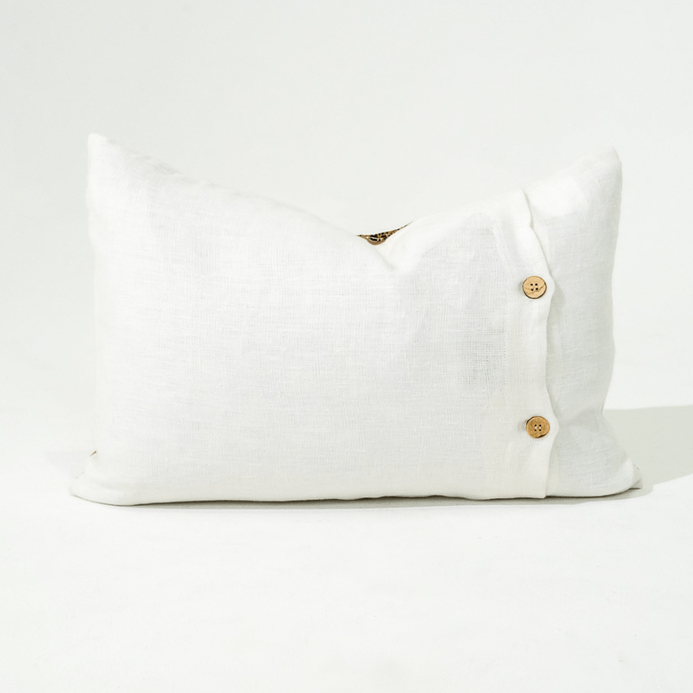 Bandhini Design House Lounge Cushion Inter Coco Beads White Lumbar Cushion 35 x 53cm