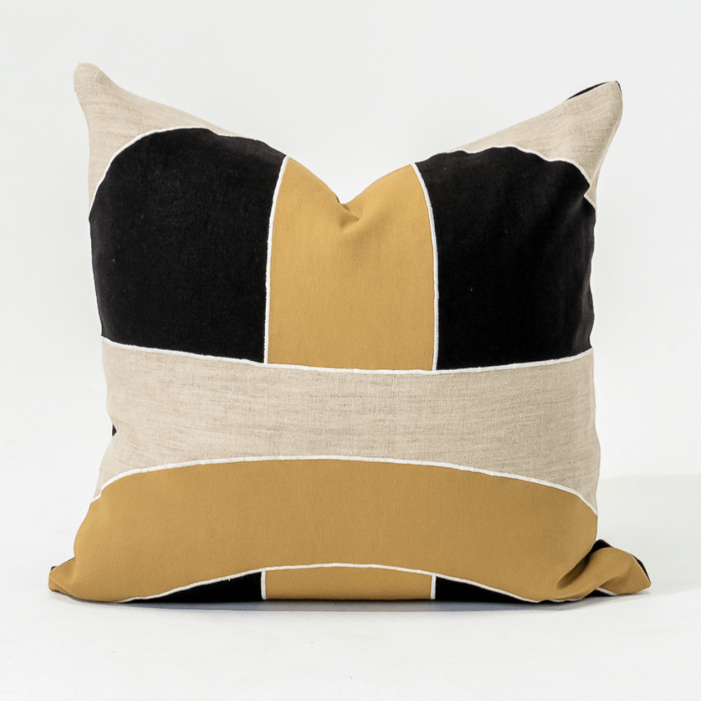 Bandhini Design House Lounge Cushion Inter Gem Applique Black Lounge Cushion 55 x 55cm