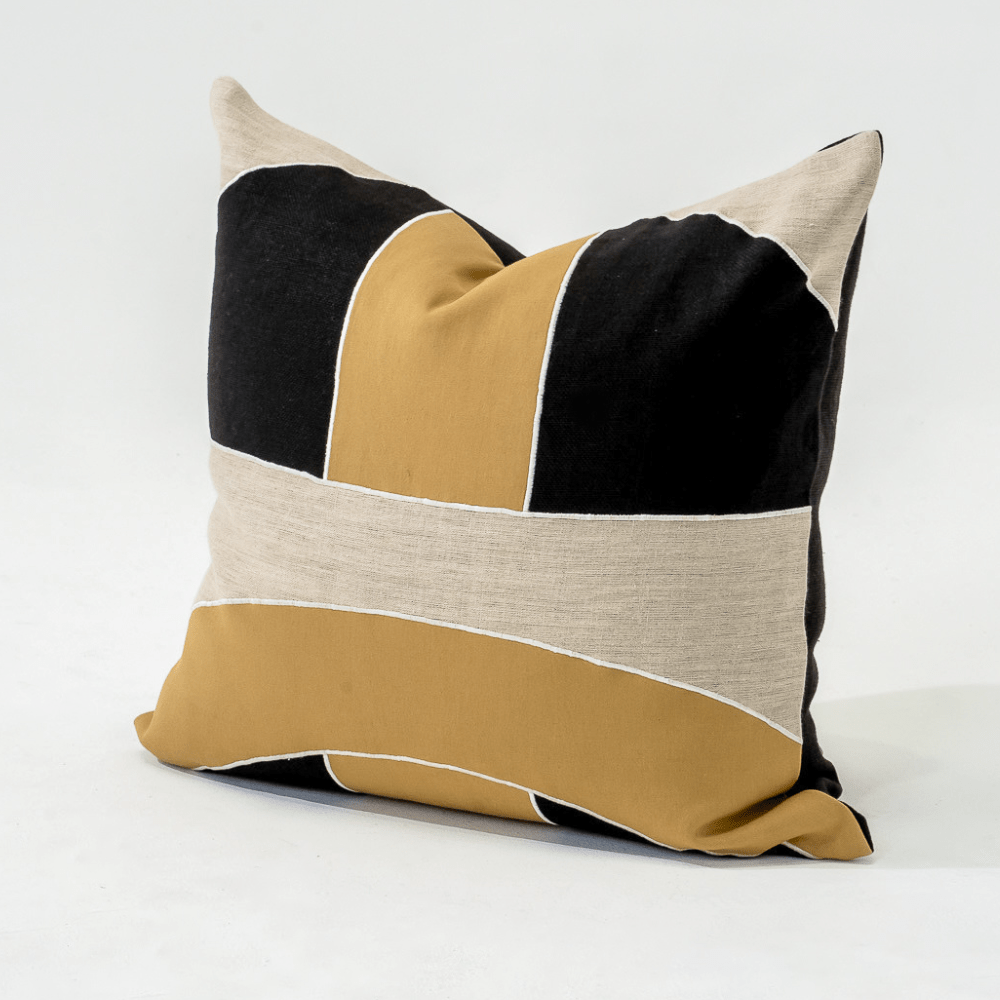 Bandhini Design House Lounge Cushion Inter Gem Applique Black Lounge Cushion 55 x 55cm