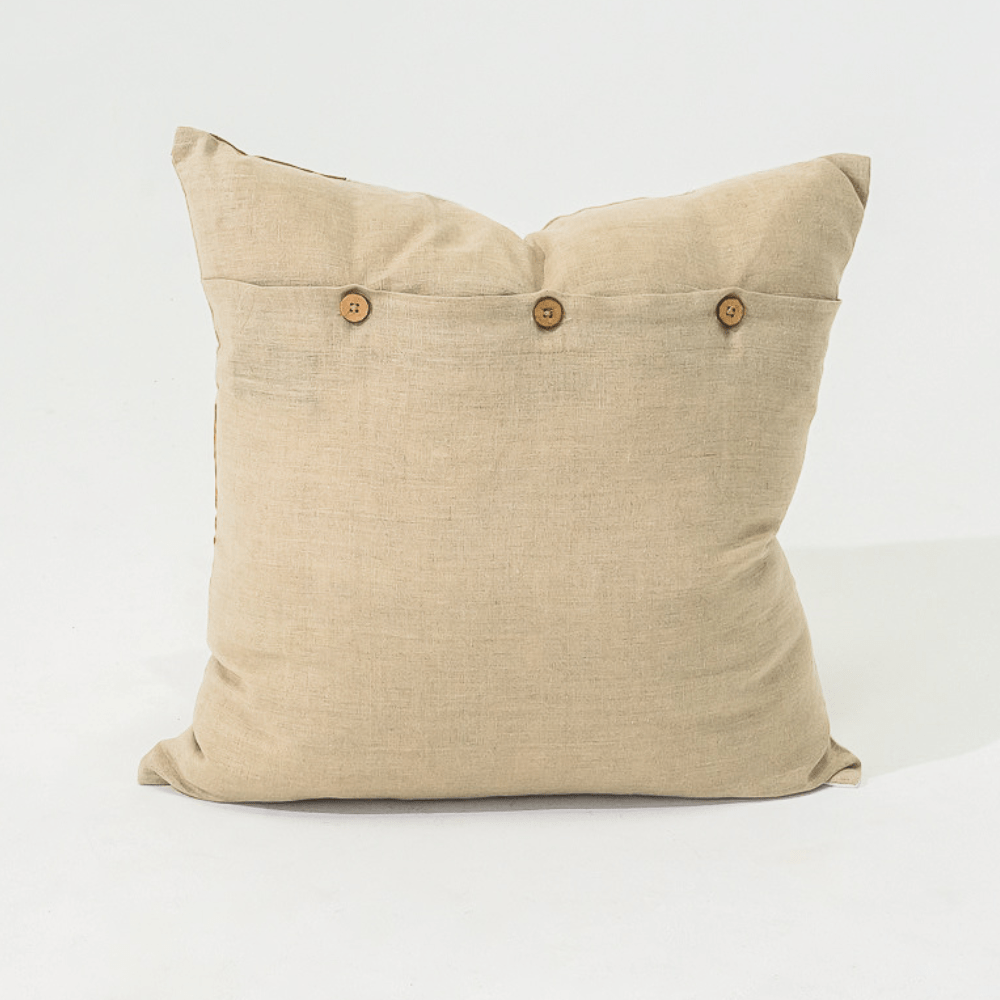 Bandhini Design House Lounge Cushion Inter Gem Applique Natural Lounge Cushion 55 x 55cm