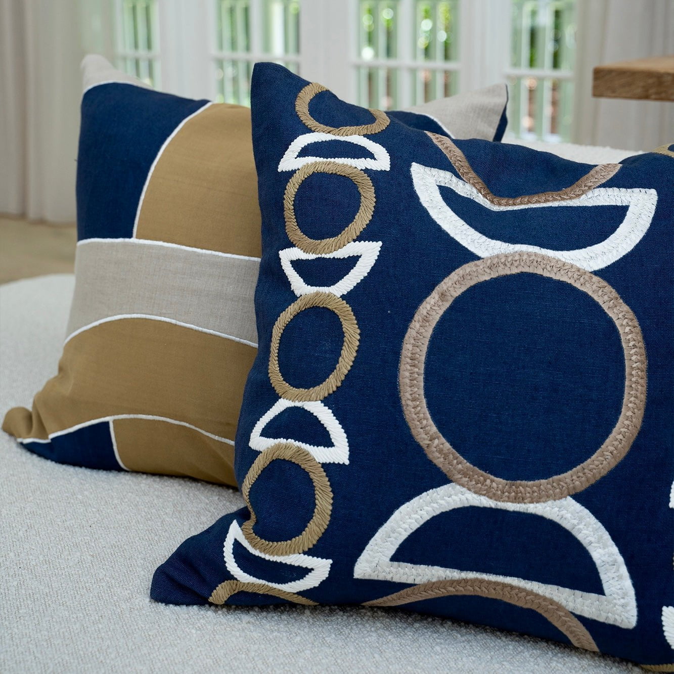 Bandhini Design House Lounge Cushion Inter Gem Applique Navy Lounge Cushion 55 x 55cm