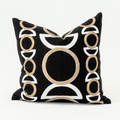 Inter Gem Embroidery Black Handmade Linen Cushion Cover