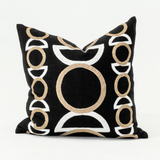 Inter Gem Embroidery Black Handmade Linen Cushion Cover