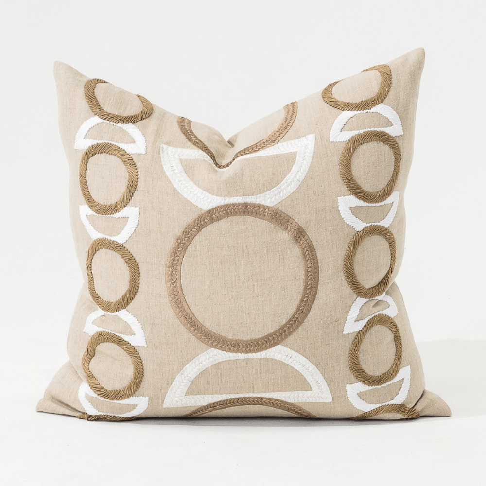 Bandhini Design House Lounge Cushion Inter Gem Embroidery Natural  Lounge Cushion 55 x 55cm