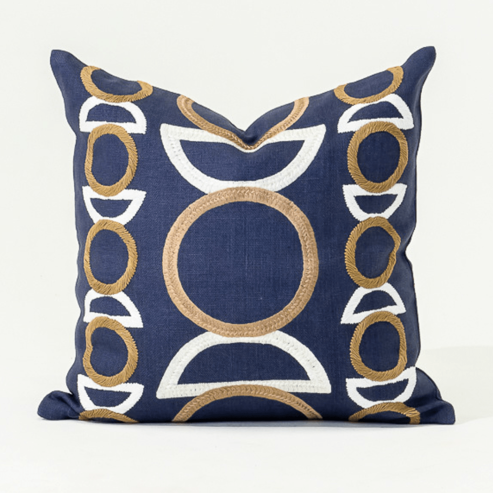 Bandhini Design House Lounge Cushion Inter Gem Embroidery Navy Lounge Cushion 55 x 55cm