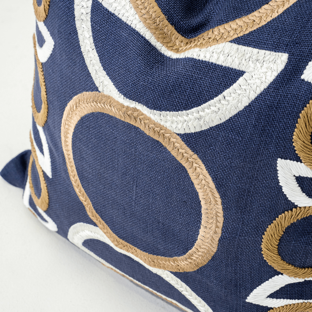 Bandhini Design House Lounge Cushion Inter Gem Embroidery Navy Lounge Cushion 55 x 55cm