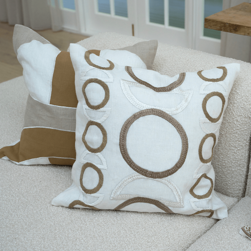 Bandhini Design House Lounge Cushion Inter Gem Embroidery White Lounge Cushion 55 x 55cm