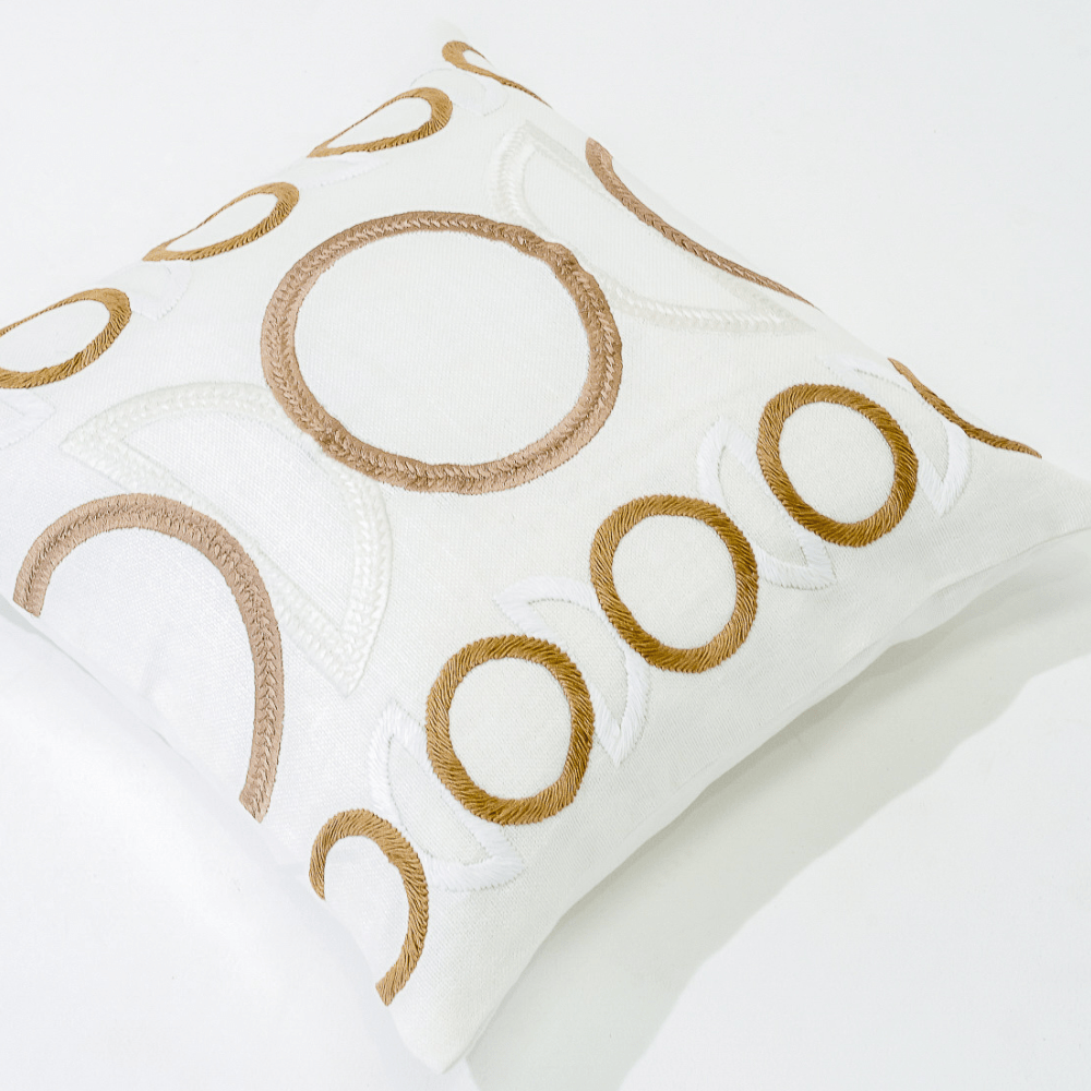 Bandhini Design House Lounge Cushion Inter Gem Embroidery White Lounge Cushion 55 x 55cm