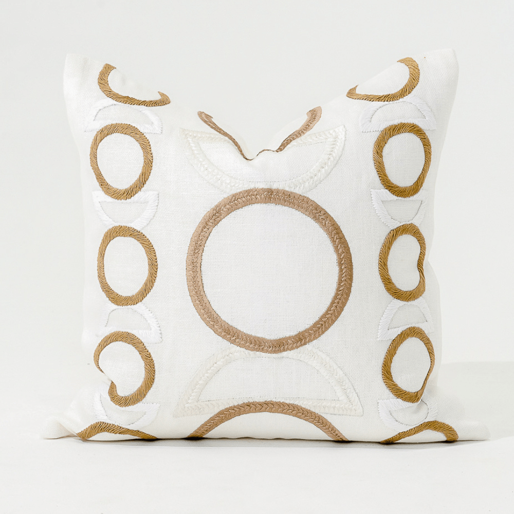 Bandhini Design House Lounge Cushion Inter Gem Embroidery White Lounge Cushion 55 x 55cm