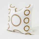 Inter Gem Embroidery White Handmade Linen Cushion Cover