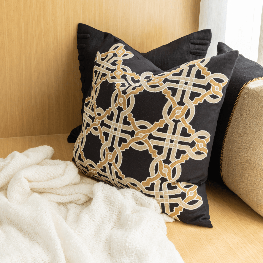 Bandhini Design House Lounge Cushion Intertwined Black Lounge Cushion 55 x 55cm