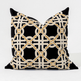 Intertwined Black Handmade Cutwork Linen Cushion Cover