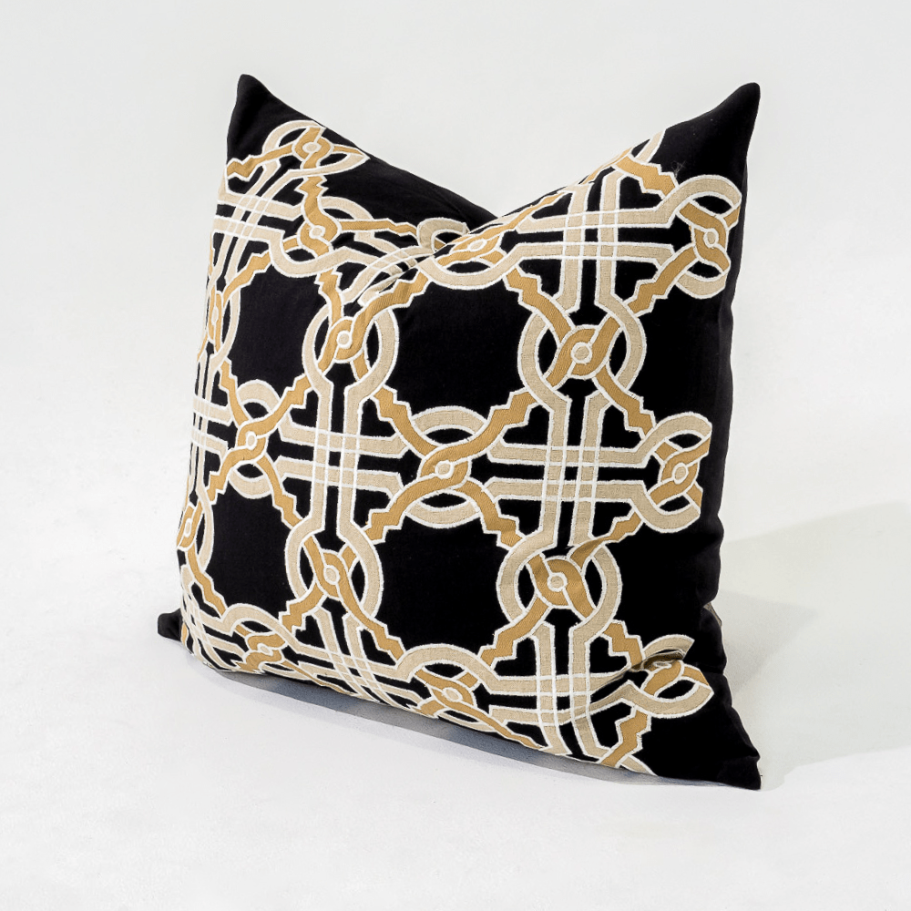 Bandhini Design House Lounge Cushion Intertwined Black Lounge Cushion 55 x 55cm