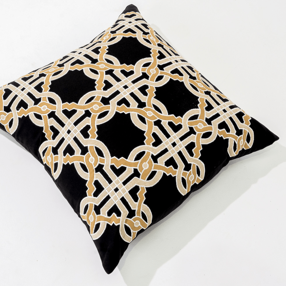 Bandhini Design House Lounge Cushion Intertwined Black Lounge Cushion 55 x 55cm