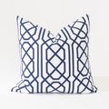 Jagger Navy Hand Screen Print Cotton Cushion Cover — in stock, ready to ship
