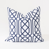 Jagger Navy Hand Screen Print Cotton Cushion Cover