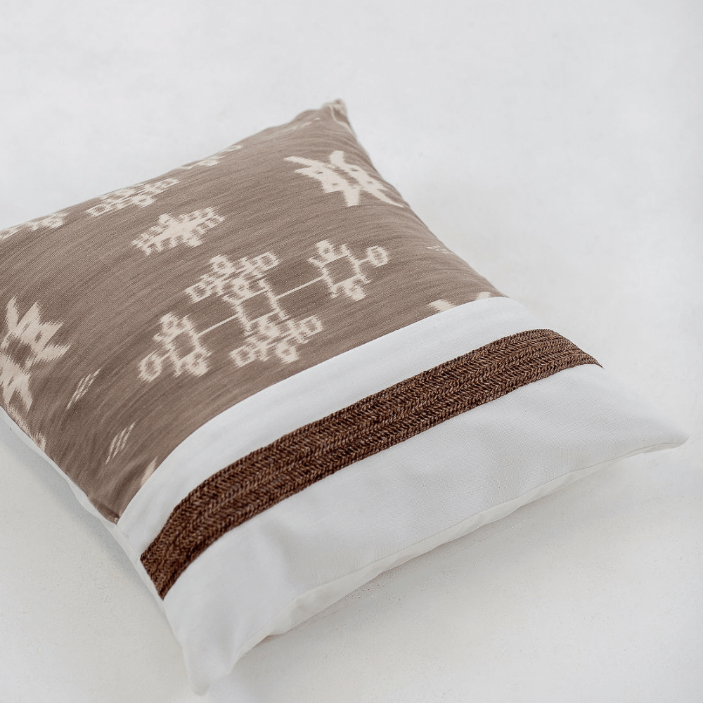 Bandhini - Design House Lounge Cushion Kilim Raffia Mocha Lounge Cushion 55 x 55cm