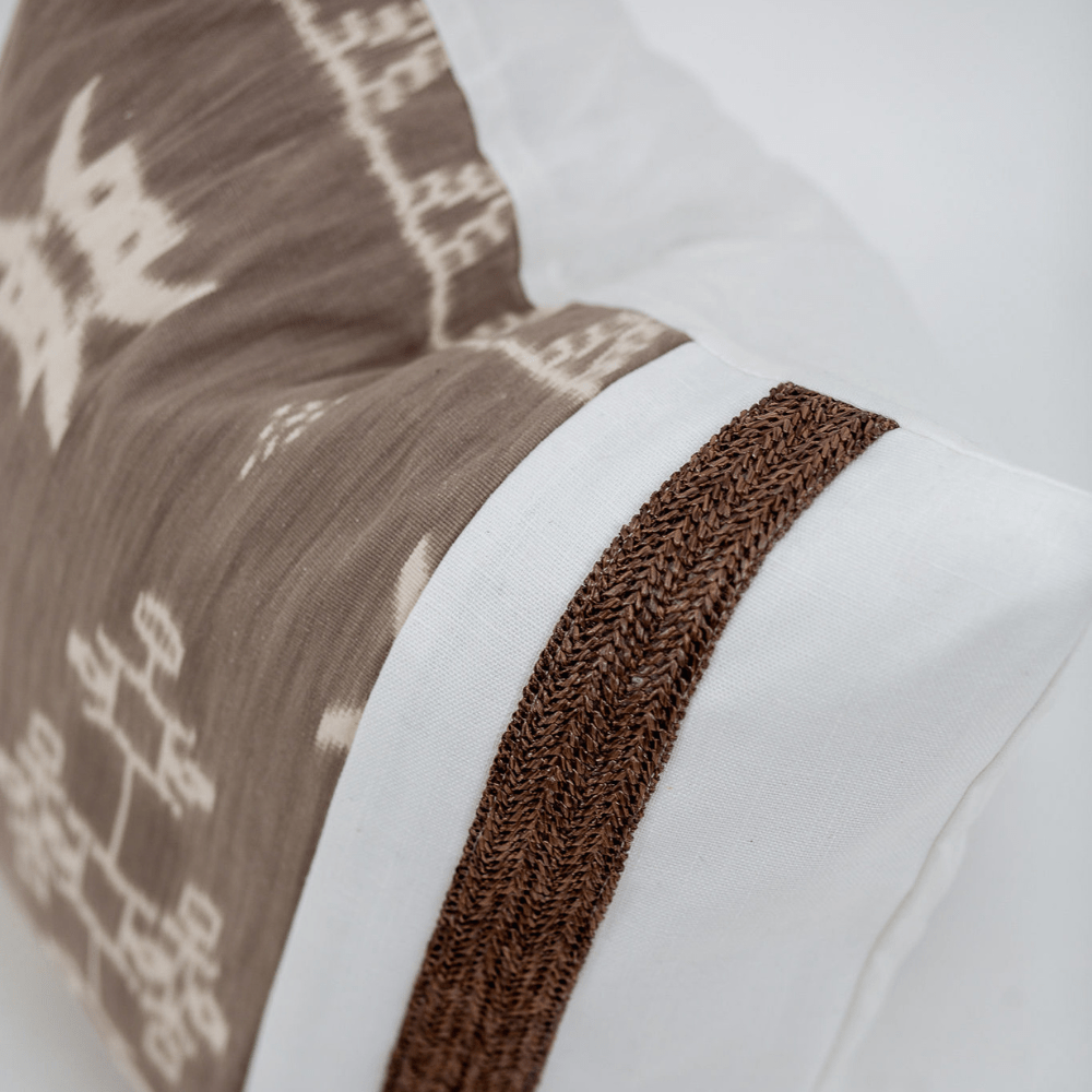 Bandhini - Design House Lounge Cushion Kilim Raffia Mocha Lounge Cushion 55 x 55cm