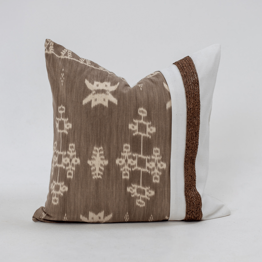 Bandhini Design House Lounge Cushion Kilim Raffia Mocha Lounge Cushion 55 x 55cm