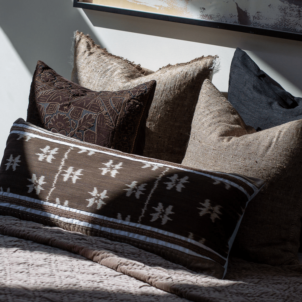 Bandhini - Design House Lounge Cushion Kilim Velvet Chocolate Lounge Cushion 55 x 55cm