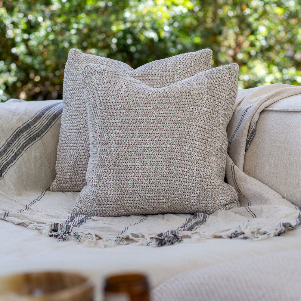 Bandhini - Design House Lounge Cushion Knit Marl Grey White Medium Cushion 50 x 50cm