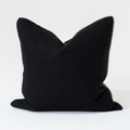 Linen Piped Black & Natural Handwoven Cushion Cover — in stock, ready to ship
