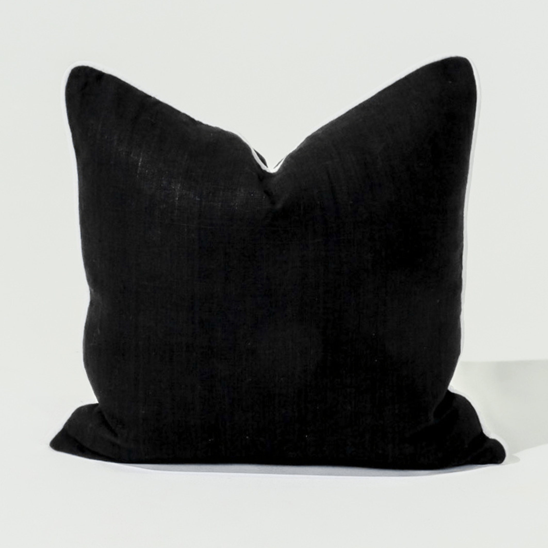 Bandhini Design House Lounge Cushion Linen Piped Black & White Lounge Cushion 55 x 55cm