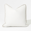Linen Piped White & Natural Handwoven Cushion Cover — in stock, ready to ship