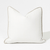 Linen Piped White & Natural Handwoven Cushion Cover