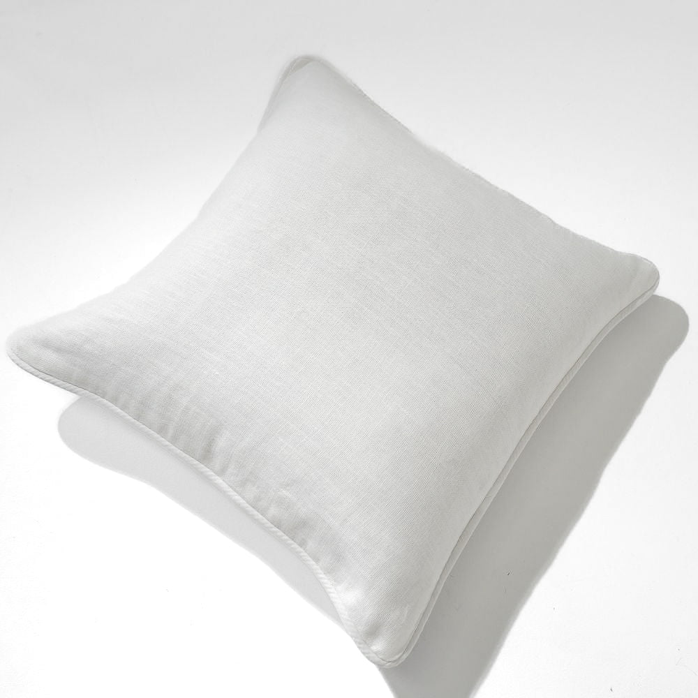 Bandhini Design House Lounge Cushion Linen Piped White & White Lounge Cushion 55 x 55cm