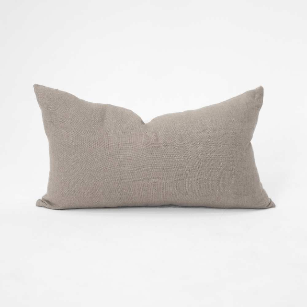 Bandhini Design House Lounge Cushion Linens Reversible White & Natural Lumbar Cushion 35 x 55cm