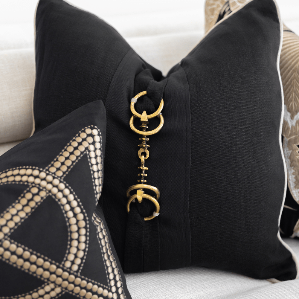 Bandhini Design House Lounge Cushion Metal Horse Bit Black Lounge Cushion 55 x 55cm